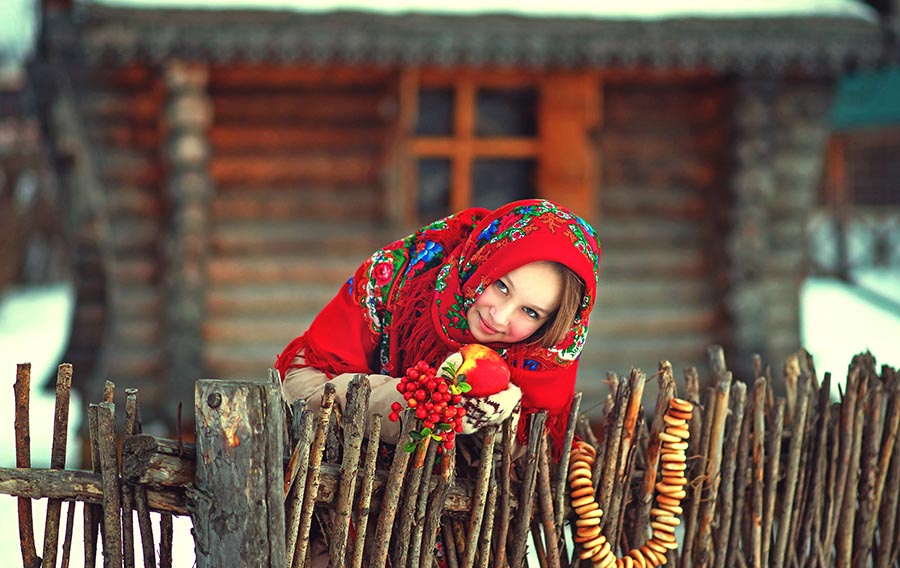 Sexy girl Women in Slavic costumes in Wenzhou